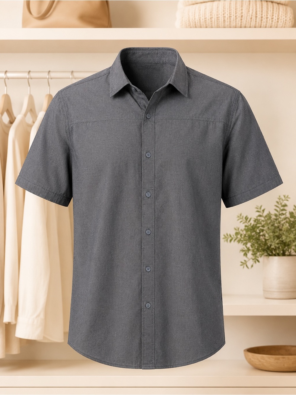 Marc Anthony Men's Size Large Slim Fit Short-Sleeve Button-Down Cotton Shirt